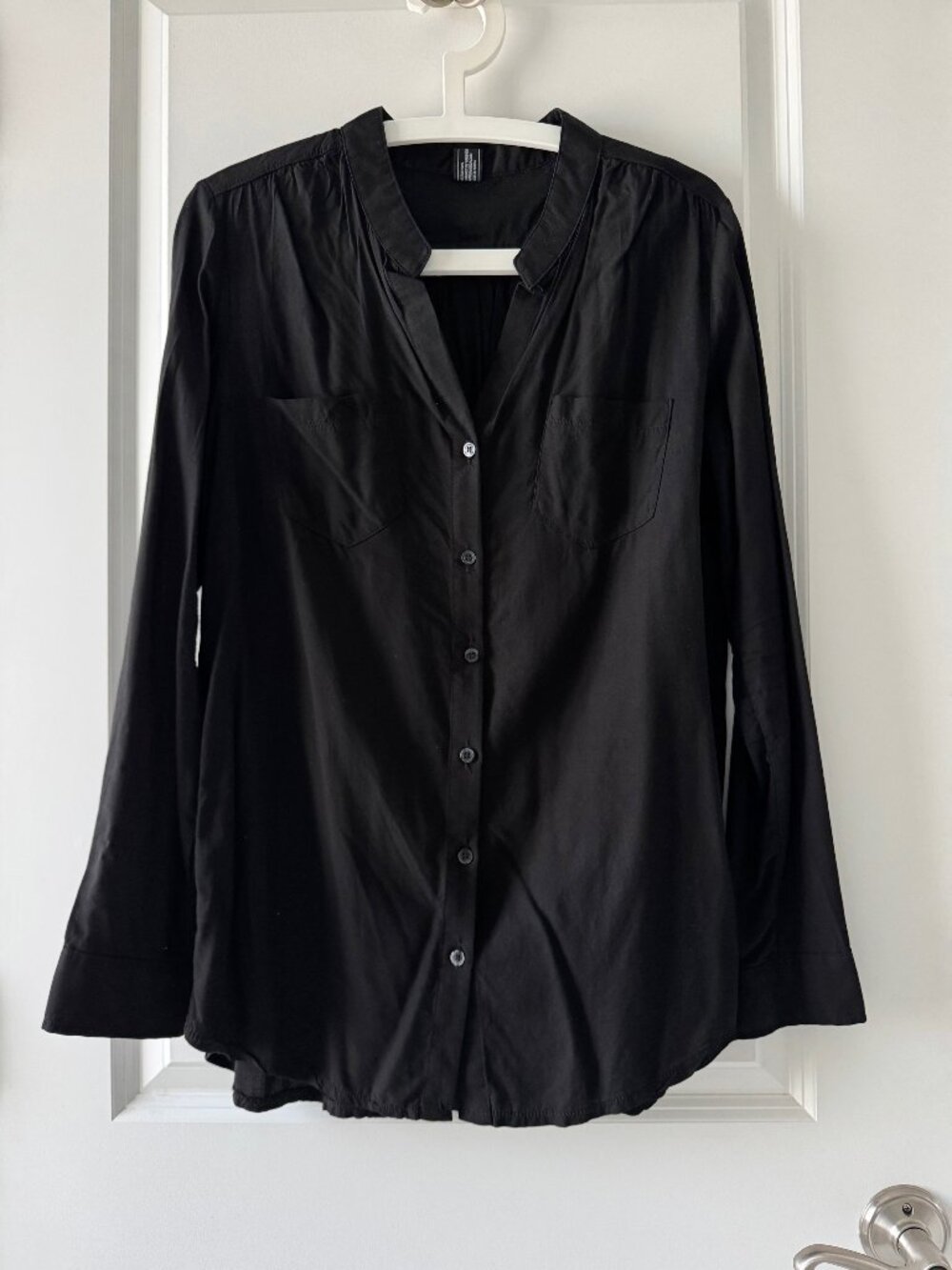 NANING9 Korean Pleated Button-Up Shirt – Black – One Size – NWOT